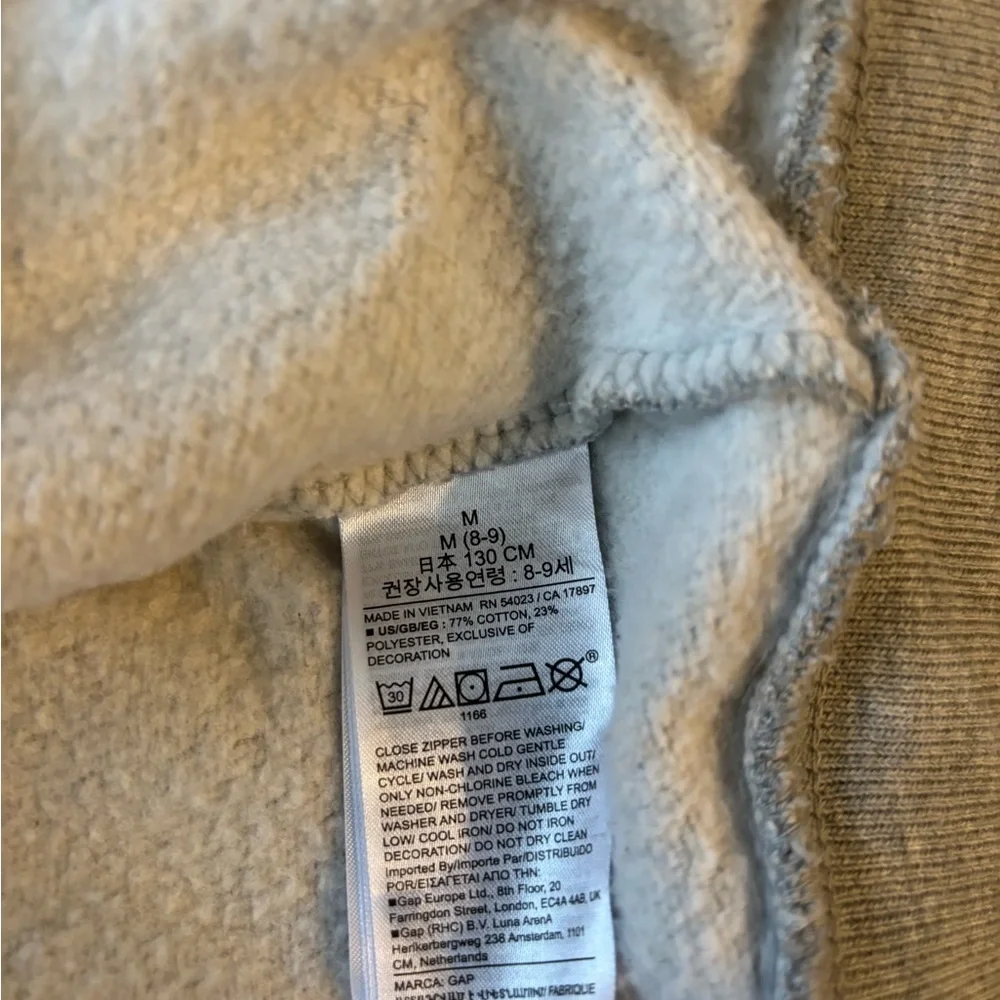 GAP Kids Light Gray Hoodie with Pink Logo